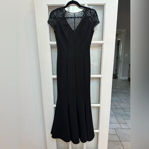 Vintage Cache Y2K Elegant Black Mermaid Sequin Beaded Evening Gown Dress Size 0